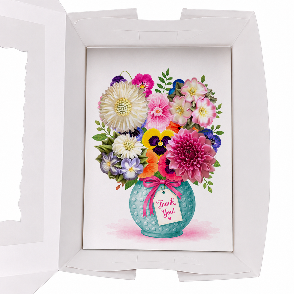 Thank You Cupcake Insert Template, Floral Cupcake Bouquet Holder, 4 Cupcake Box Insert Printable, Cupcake Gift Box , Teacher Thank You Gift