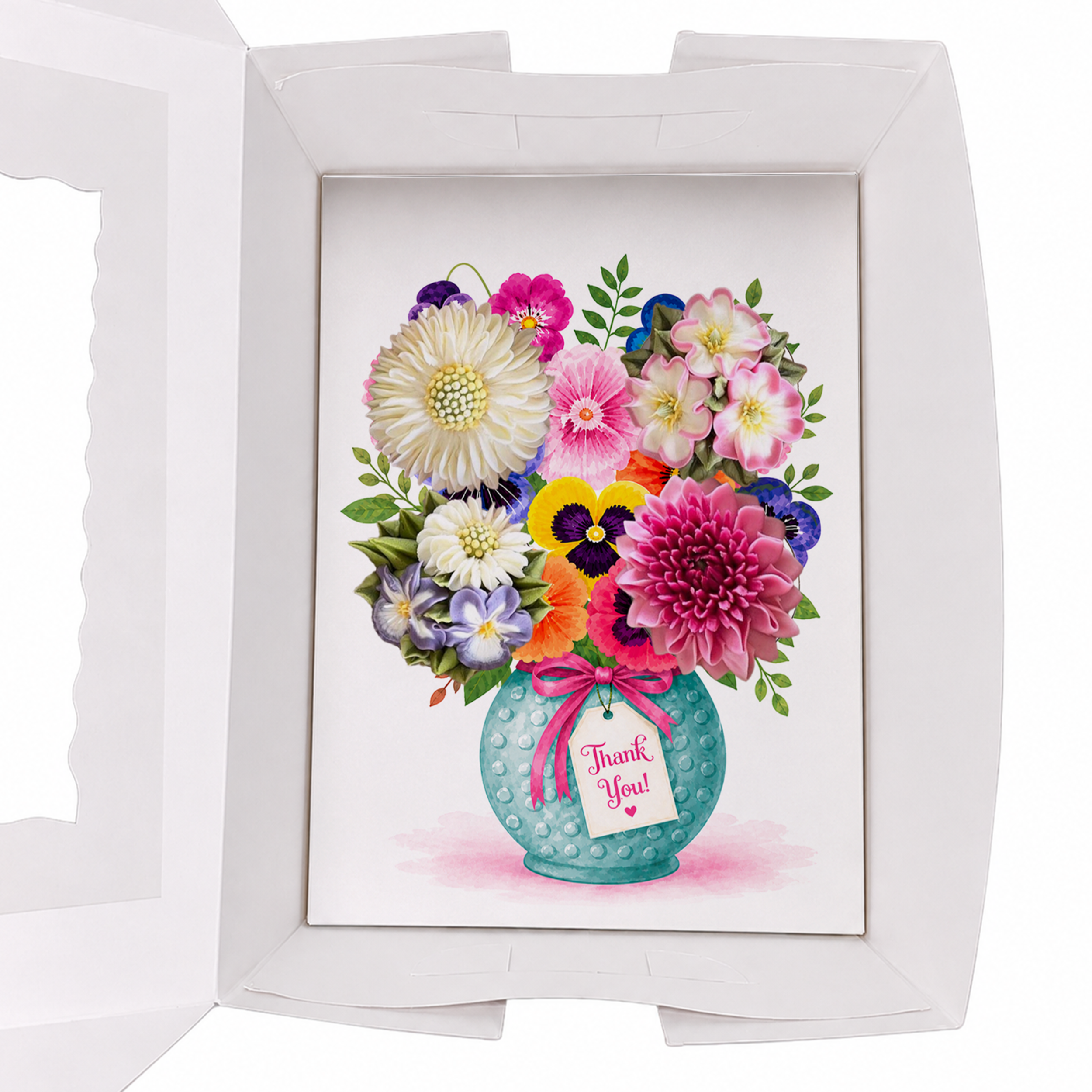 Thank You Cupcake Insert Template, Floral Cupcake Bouquet Holder, 4 Cupcake Box Insert Printable, Cupcake Gift Box , Teacher Thank You Gift