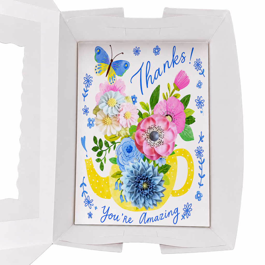 Thank You Cupcake Insert Template, 3 Cupcake Box Insert Printable, Floral Bouquet Cupcake Holder, Digital Bakery Packaging