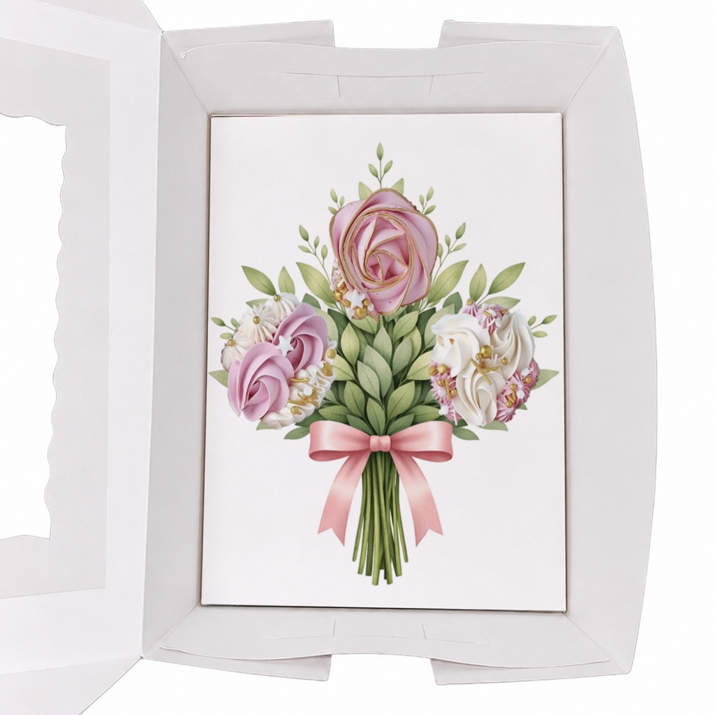 Floral Cupcake Insert Template A4, Bouquet Cupcake Holder, Printable Gift Box Insert, 3 Cupcake Display, DIY Bakery Packaging