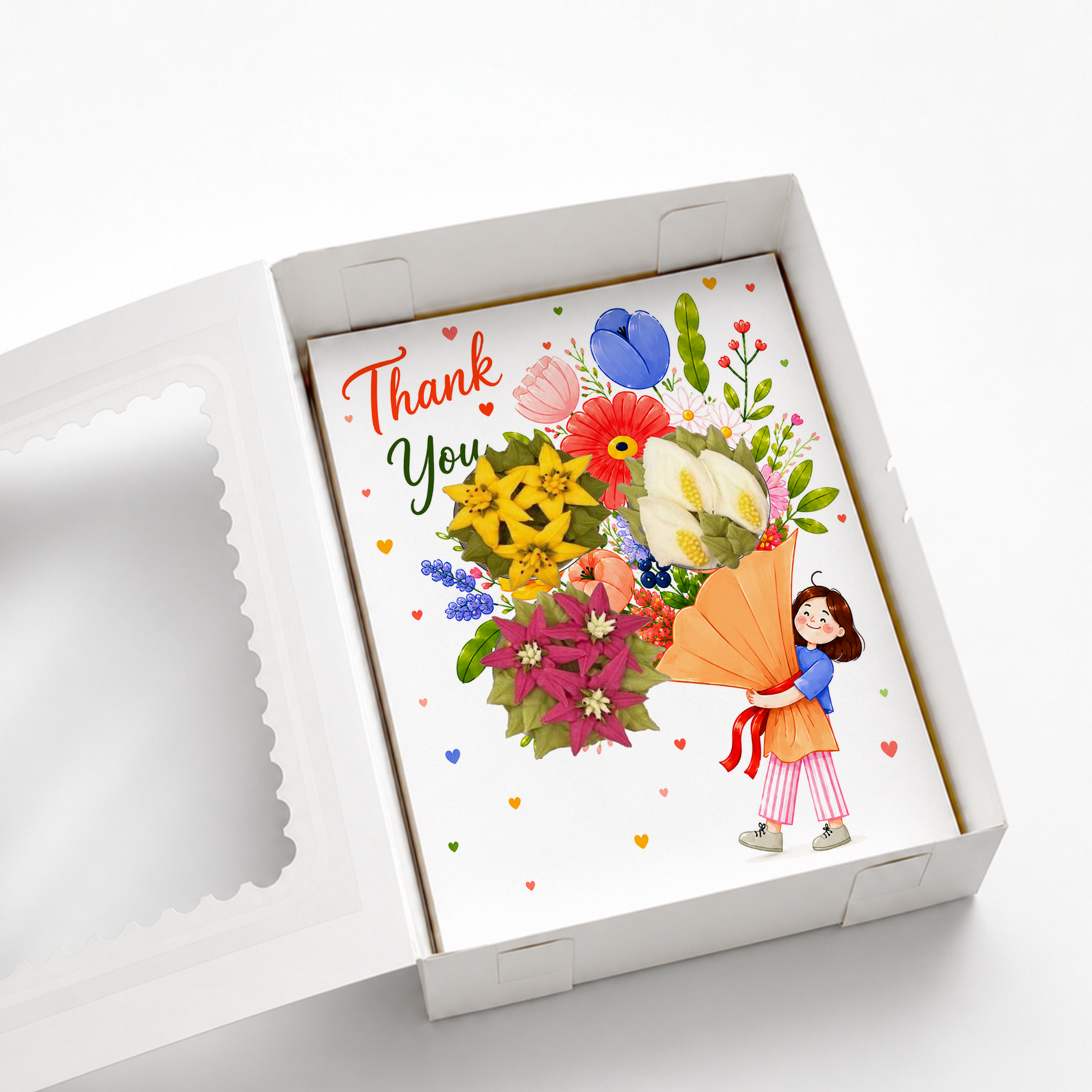 Thank You Cupcake Insert Template, 3 Cupcake Box Insert Printable, Floral Bouquet Cupcake Holder, Digital Bakery Packaging