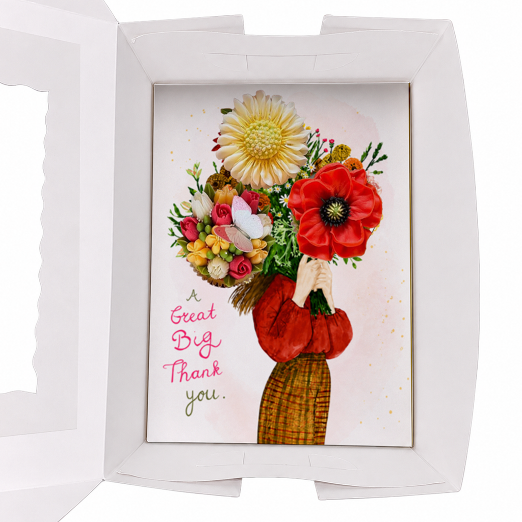 Thank You Cupcake Insert Template, Floral Cupcake Bouquet Holder, 3 Cupcake Box Insert Printable, Unique Cupcake Gift Box Insert