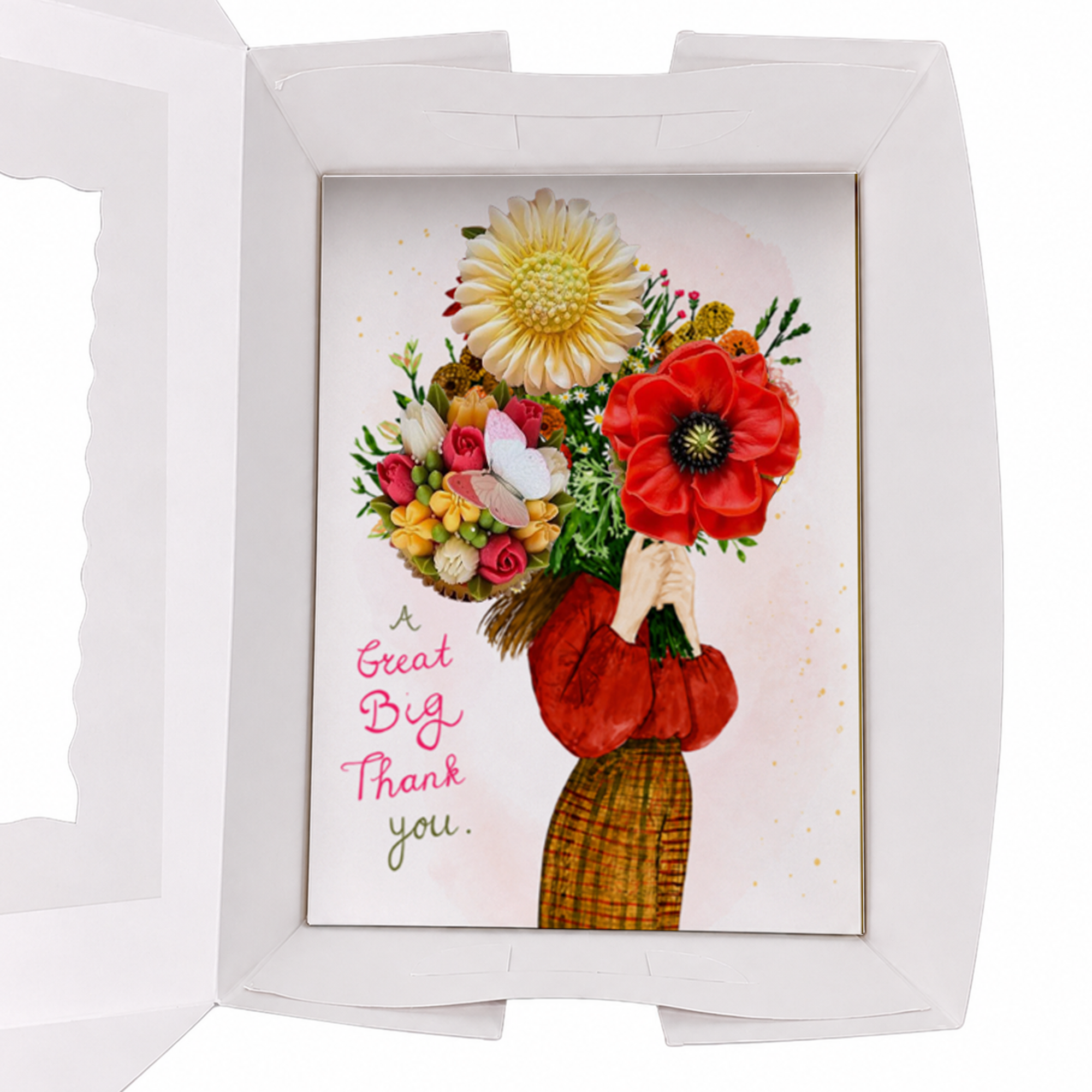 Thank You Cupcake Insert Template, Floral Cupcake Bouquet Holder, 3 Cupcake Box Insert Printable, Unique Cupcake Gift Box Insert