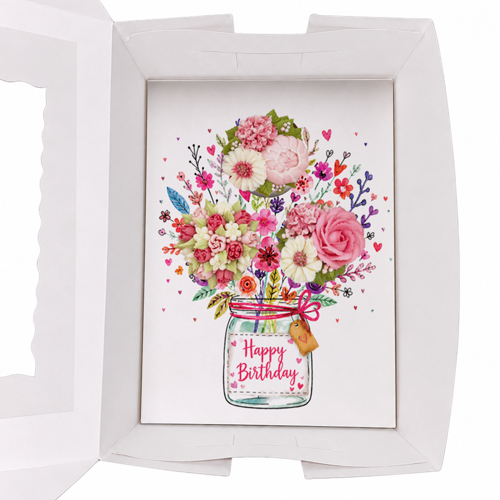 Flower Bouquet Cupcake Insert Template, Happy Birthday Cupcake Holder, 3 Cupcake Bouquet Box Insert, Printable Cupcake Display