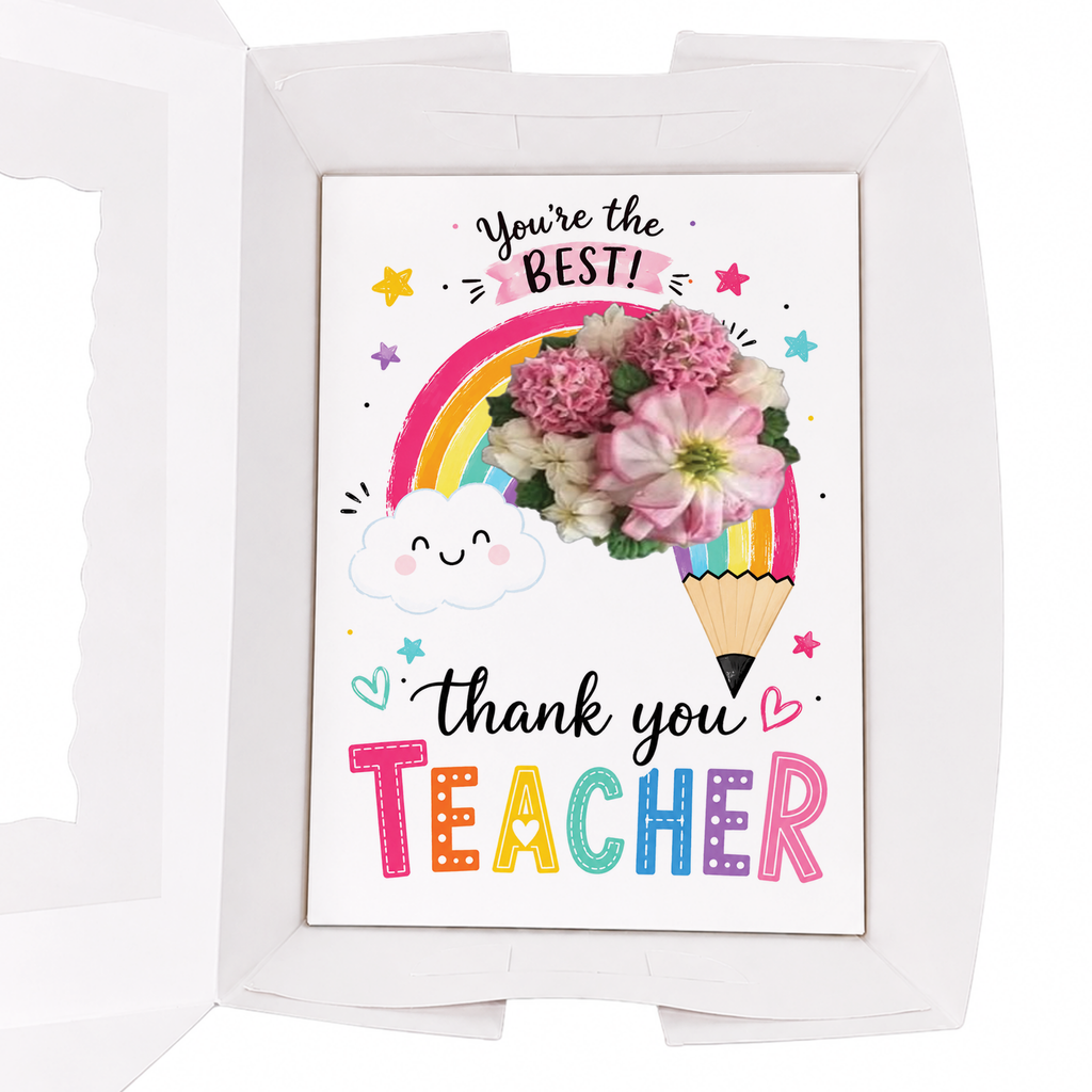 Teacher Appreciation Cupcake Insert Template, Thank You Teacher Cupcake Box Insert, Rainbow Teacher Gift Printable, You're The Best Teacher