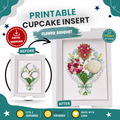 Floral Cupcake Bouquet Insert Template, 3 Cupcake Box Insert Printable, Lily Flower Cupcake Holder, Digital Bakery Packaging
