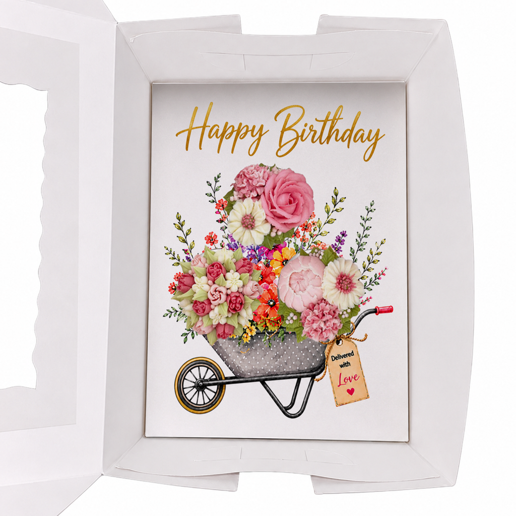 Happy Birthday Cupcake Insert Template, Flower Bouquet Cupcake Holder, 3 Cupcake Box Insert, Printable Cupcake Bouque Floral Gift Box Insert