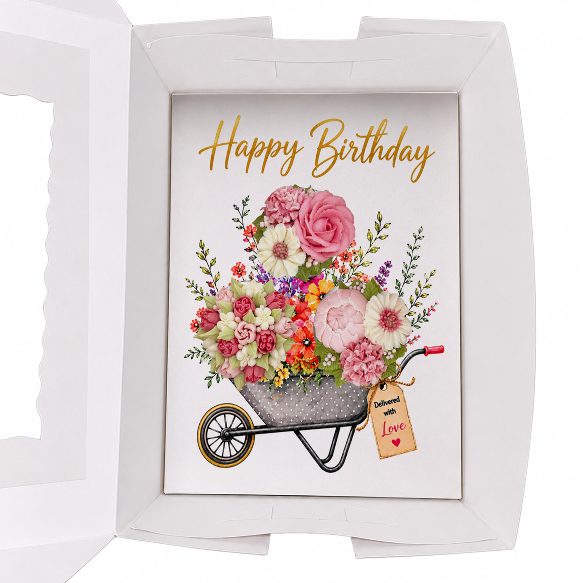Happy Birthday Cupcake Insert Template, Flower Bouquet Cupcake Holder, 3 Cupcake Box Insert, Printable Cupcake Bouque Floral Gift Box Insert