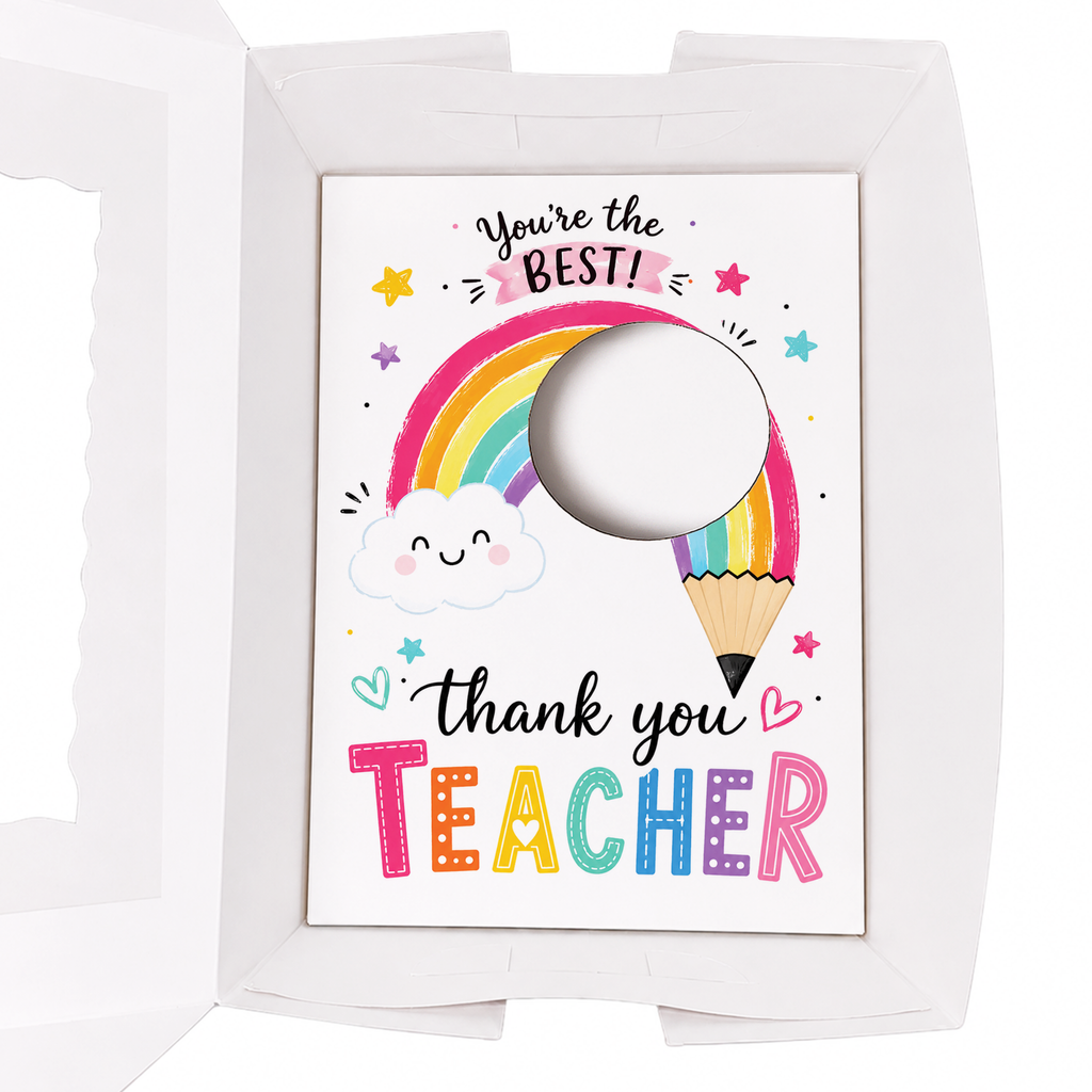Teacher Appreciation Cupcake Insert Template, Thank You Teacher Cupcake Box Insert, Rainbow Teacher Gift Printable, You're The Best Teacher