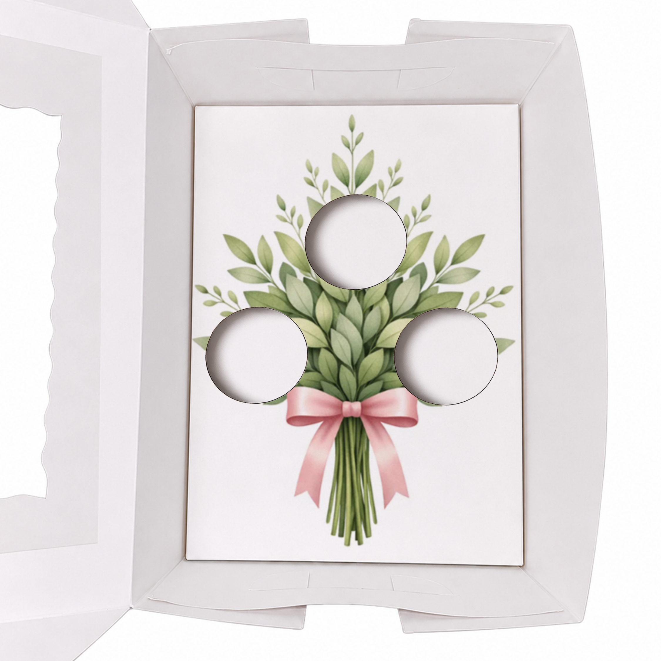 Floral Cupcake Insert Template A4, Bouquet Cupcake Holder, Printable Gift Box Insert, 3 Cupcake Display, DIY Bakery Packaging