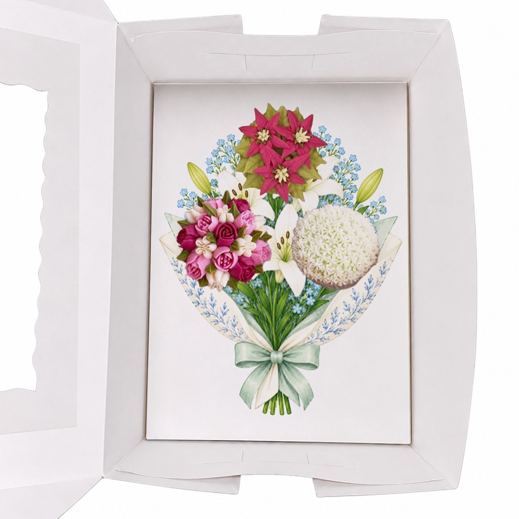 Floral Cupcake Bouquet Insert Template, 3 Cupcake Box Insert Printable, Lily Flower Cupcake Holder, Digital Bakery Packaging