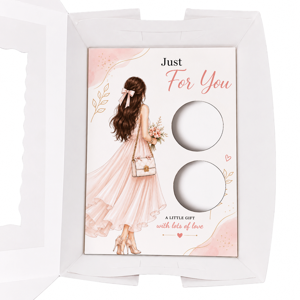 Just For You Cupcake Insert Template, 2 Cupcake Holder, Printable Cupcake Box Insert, Floral Gift Box PDF, Pink Gift Design