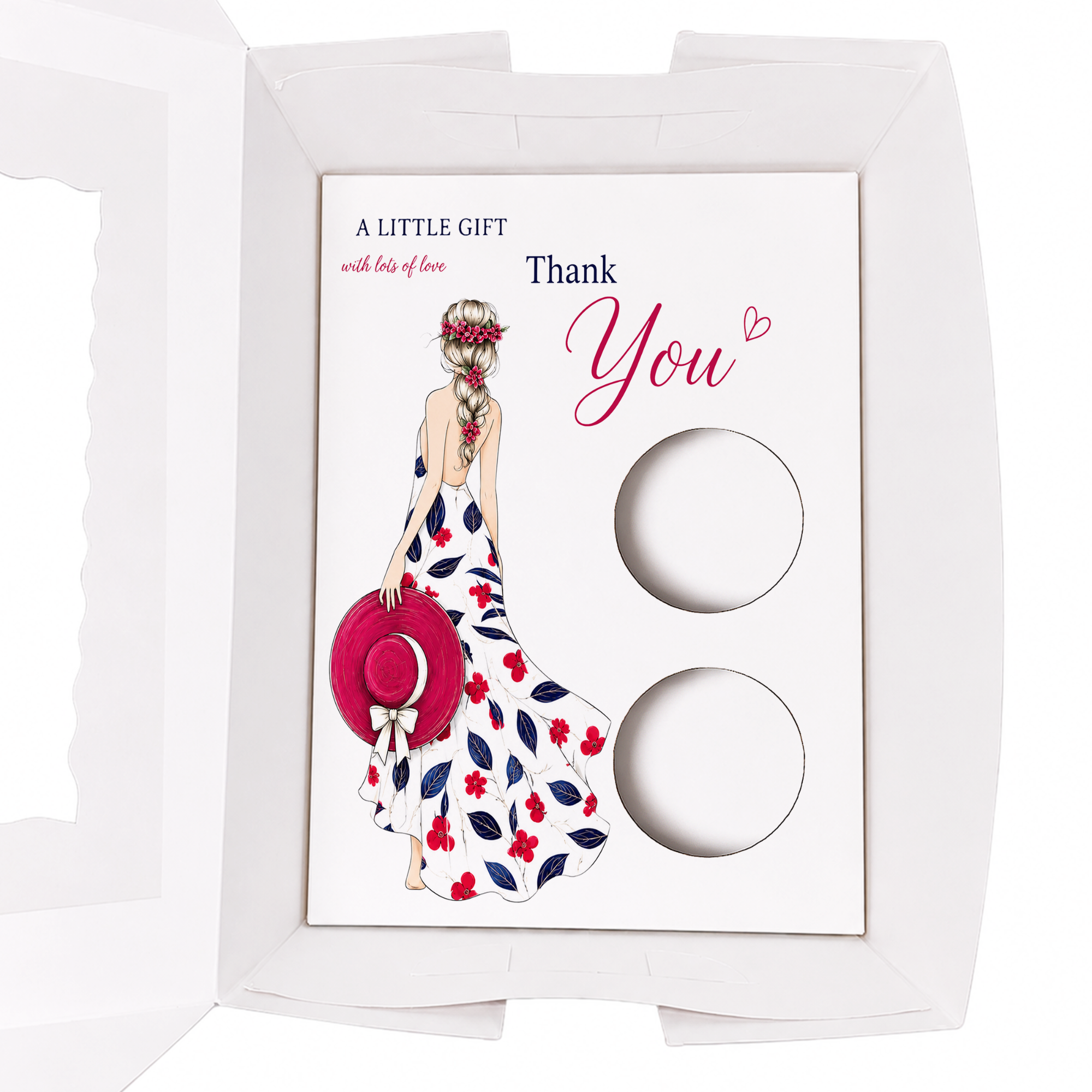 Thank You Cupcake Insert Template, 2 Cupcake Holder, Printable Cupcake Box Insert, Floral Gift Box PDF, Thank You Gift