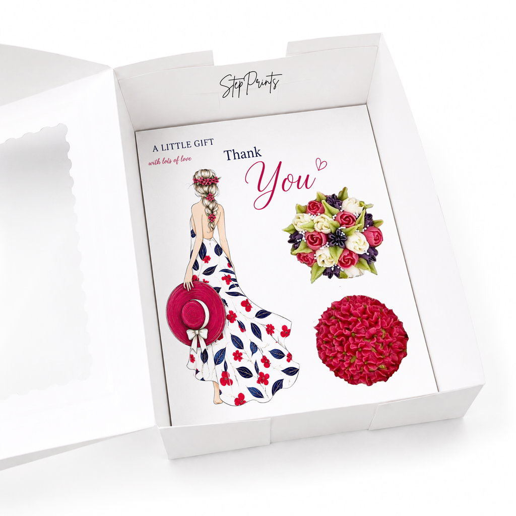 Thank You Cupcake Insert Template, 2 Cupcake Holder, Printable Cupcake Box Insert, Floral Gift Box PDF, Thank You Gift