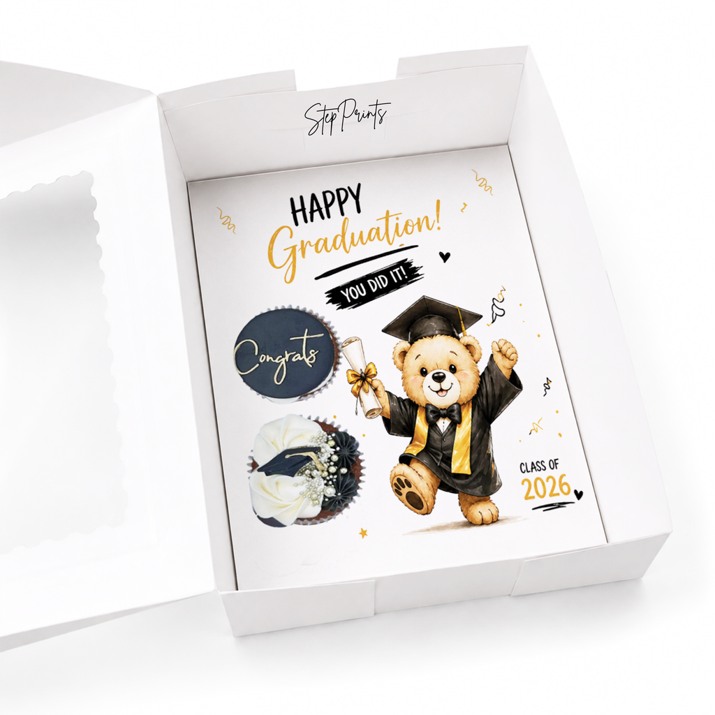 Graduation Cupcake Insert Template, Class of 2026 Printable 2 Cupcake Holder, Teddy Bear Grad Box Insert, Graduation Gift Box PDF