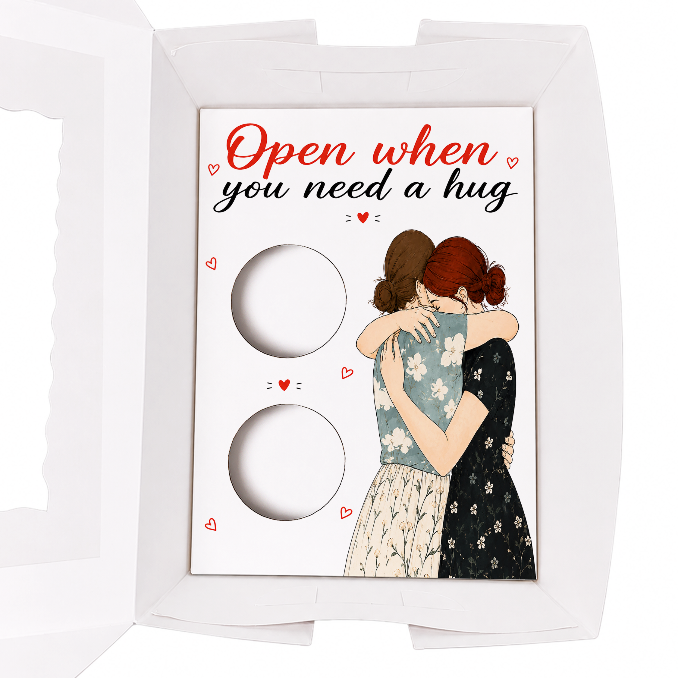 Open When You Need a Hug Cupcake Insert Template, 2 Cupcake Box Insert, Friendship Gift, Printable Cupcake Holder, Digital Download