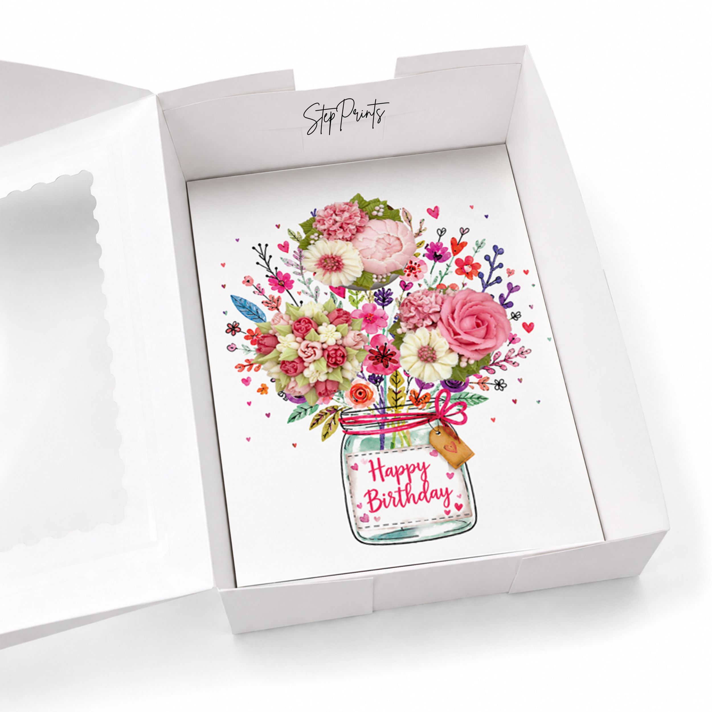 Flower Bouquet Cupcake Insert Template, Happy Birthday Cupcake Holder, 3 Cupcake Bouquet Box Insert, Printable Cupcake Display