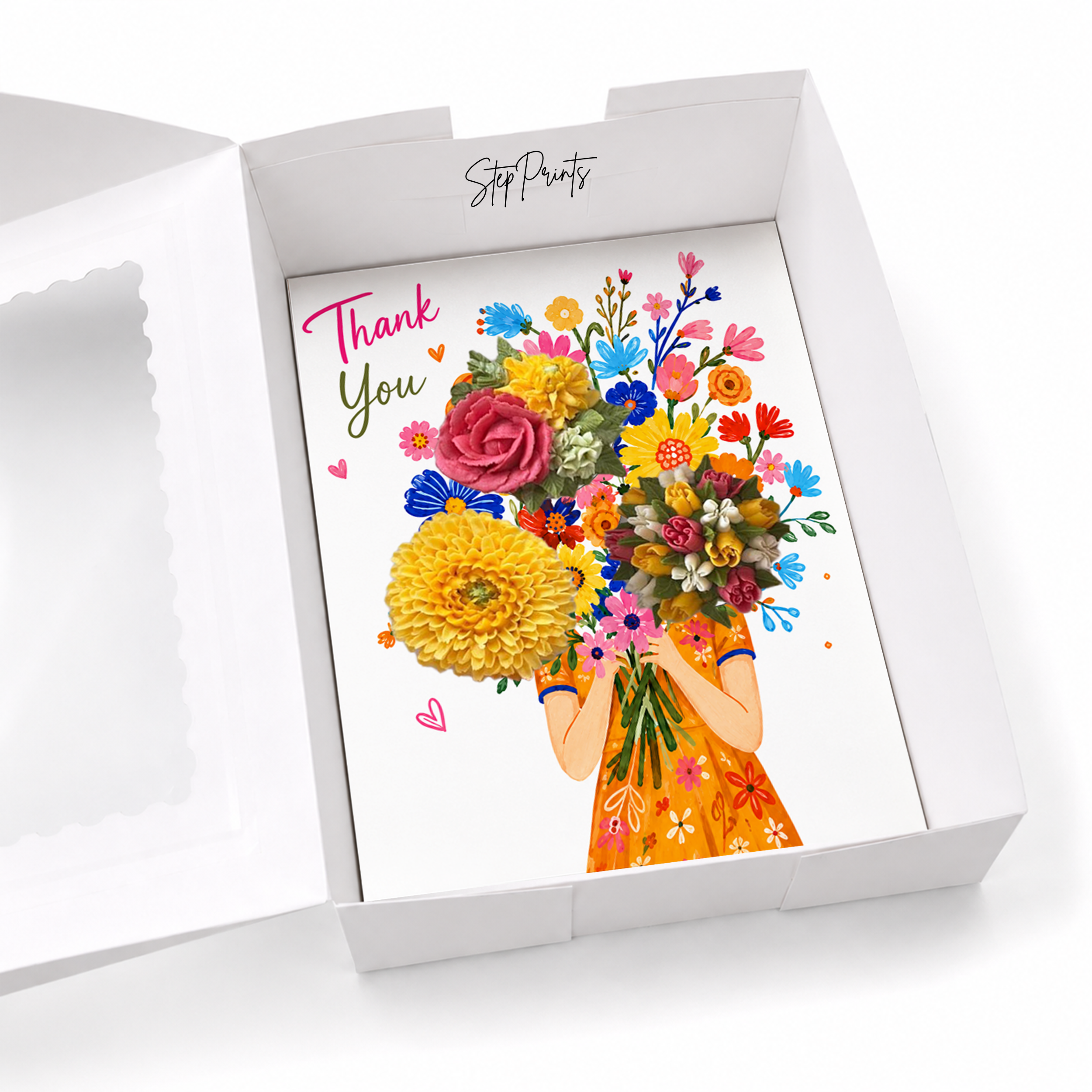 Thank You Cupcake Insert Template, 3 Cupcake Box Insert Printable, Floral Bouquet Cupcake Holder, Digital Bakery Packaging