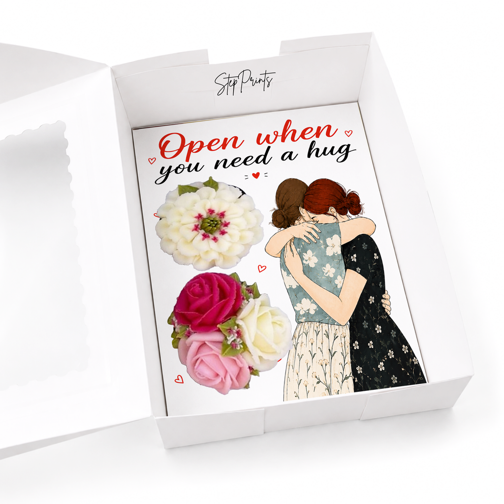 Open When You Need a Hug Cupcake Insert Template, 2 Cupcake Box Insert, Friendship Gift, Printable Cupcake Holder, Digital Download