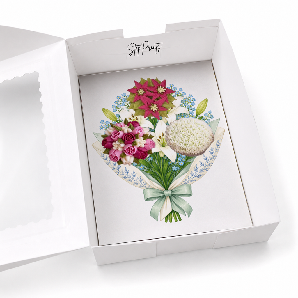 Floral Cupcake Bouquet Insert Template, 3 Cupcake Box Insert Printable, Lily Flower Cupcake Holder, Digital Bakery Packaging