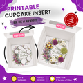 Happy Birthday Cupcake Box Insert Template Printable, Colorful Wildflower 6 Cupcake Holder, Floral Bouquet Display, USA UK AUS