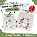 Happy Birthday Cupcake Box Insert Template Printable, Sage Green Floral 6 Cupcake Holder, Botanical Bouquet Display, USA UK AUS