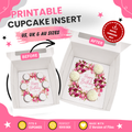 Happy Birthday Cupcake Box Insert Template Printable, Pink Tulip 6 Cupcake Holder, Floral Bouquet Display, USA UK AUS