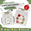 Happy Birthday Cupcake Box Insert Template Printable, Green Leaf Wreath 6 Cupcake Holder, Botanical Bouquet Display, USA UK AUS