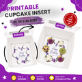 Happy Birthday Cupcake Box Insert Template Printable, Purple Lavender 6 Cupcake Holder, Floral Bouquet Display, USA UK AUS