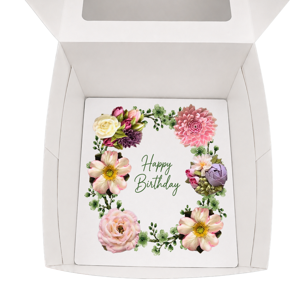 Happy Birthday Cupcake Box Insert Template Printable, Sage Green Floral 6 Cupcake Holder, Botanical Bouquet Display, USA UK AUS