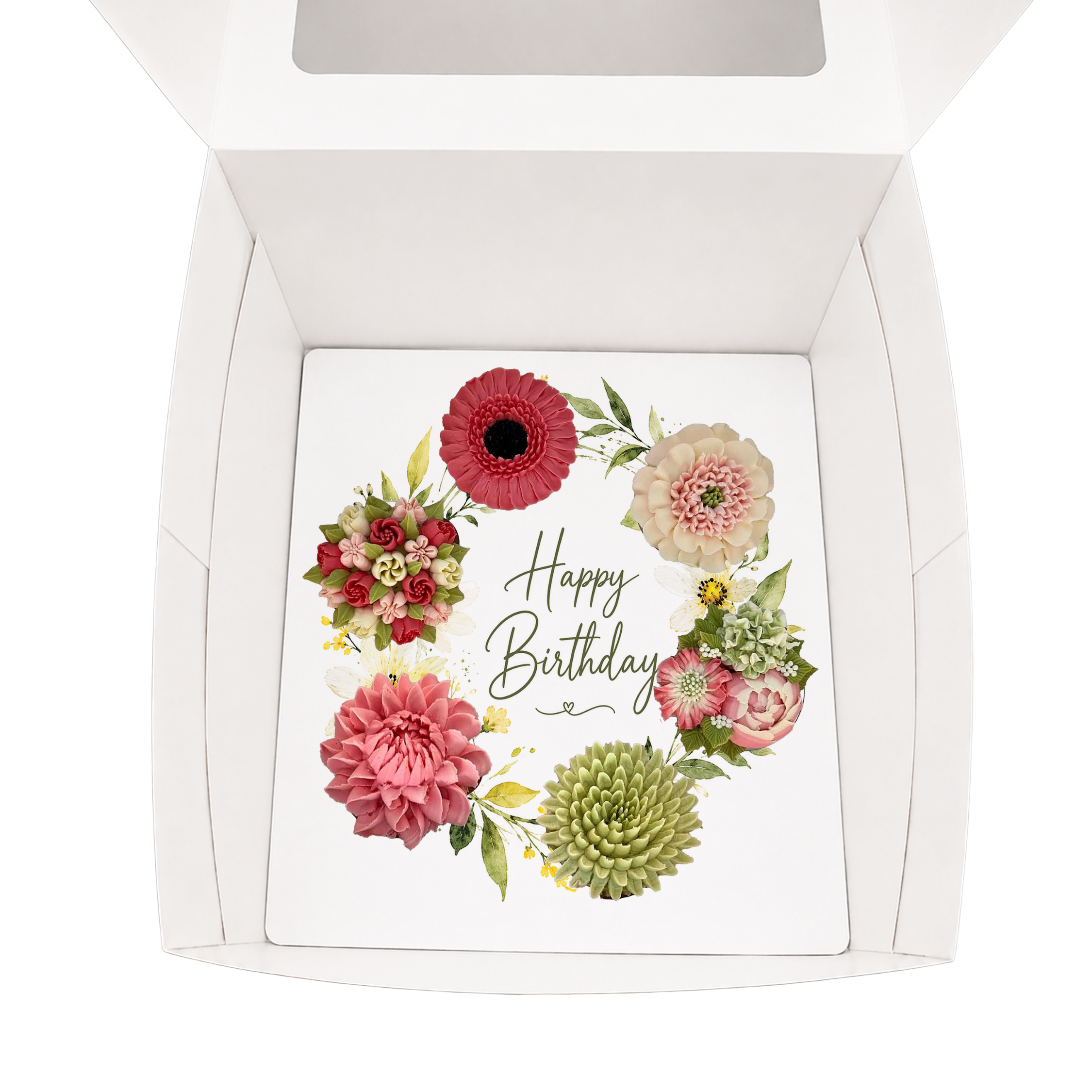 Happy Birthday Cupcake Box Insert Template Printable, Yellow Wildflower 6 Cupcake Holder, Floral Bouquet Display, USA UK AUS