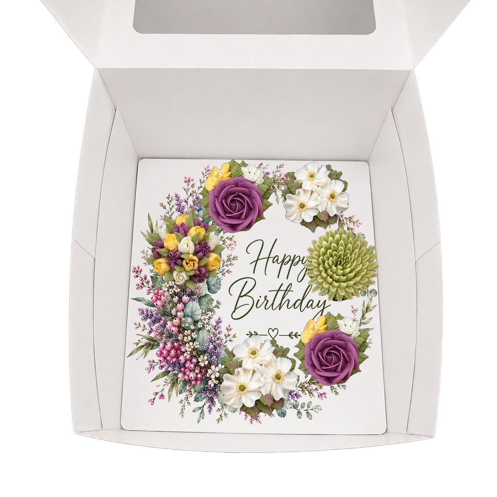 Happy Birthday Cupcake Box Insert Template Printable, Colorful Wildflower 6 Cupcake Holder, Floral Bouquet Display, USA UK AUS