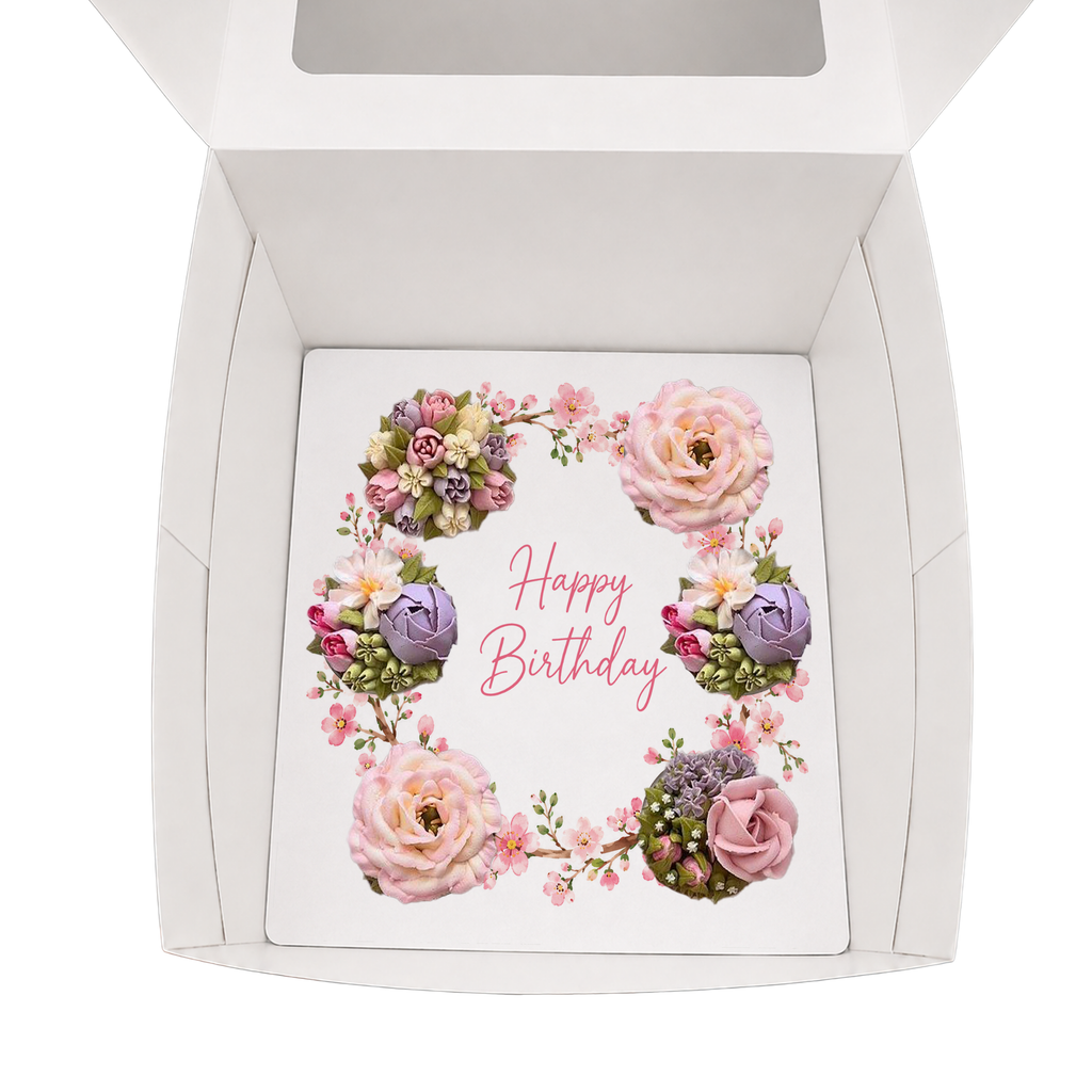 Happy Birthday Cupcake Box Insert Template Printable, Pink Cherry Blossom 6 Cupcake Holder, Floral Bouquet Display, USA UK AUS
