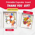 Thank You Cupcake Insert Template, 3 Cupcake Box Insert Printable, Floral Bouquet Cupcake Holder, Digital Bakery Packaging