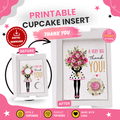 Thank You Cupcake Insert Template, Cupcake Bouquet Holder,2 Cupcake Box Insert Printable, Floral Cupcake Gift Box Insert, Bakery Packaging