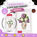 Floral Cupcake Insert Template, Flower Bouquet Vase Design (Digital Download)