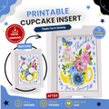 Thank You Cupcake Insert Template, 3 Cupcake Box Insert Printable, Floral Bouquet Cupcake Holder, Digital Bakery Packaging