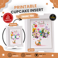Thank You Cupcake Insert Template, Cute Dog Cupcake Bouquet Holder, 2 Cupcake Box Insert , Floral Cupcake Gift Box Insert, Pet Lover Gift