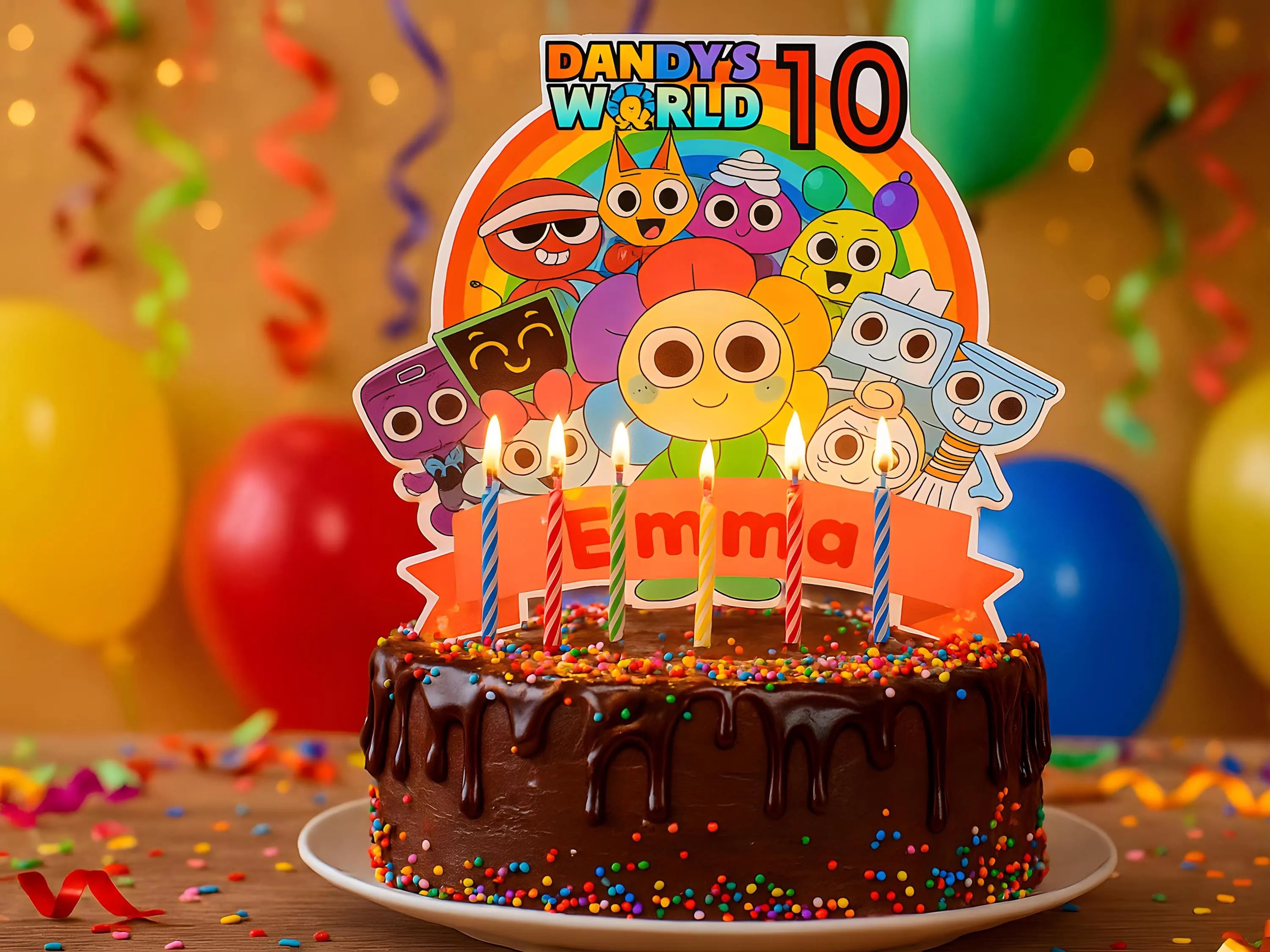 Dandy's World Party Topper Printable (Canva Edit) — Kids Birthday Cupcake & Cake Topper