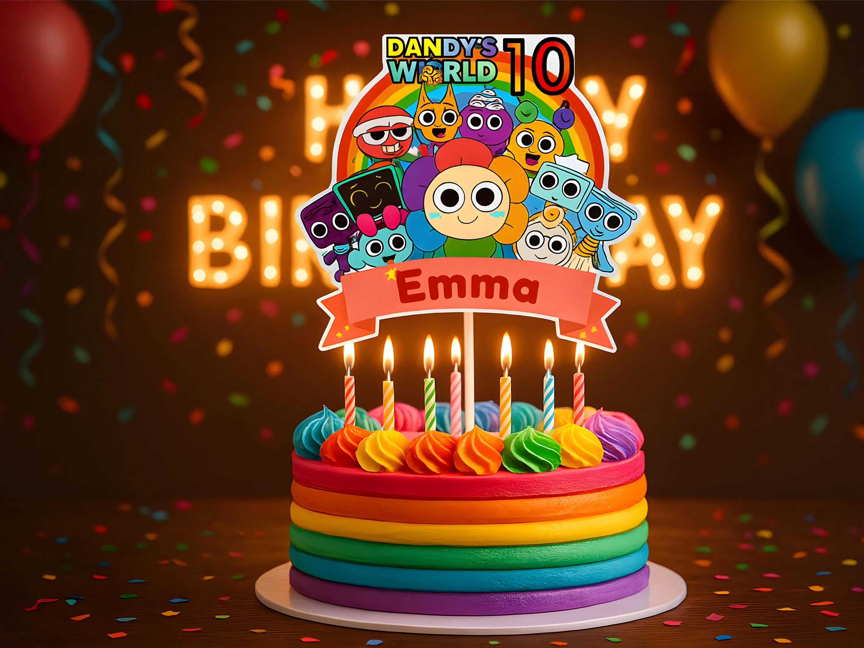 Dandy's World Party Topper Printable (Canva Edit) — Kids Birthday Cupcake & Cake Topper