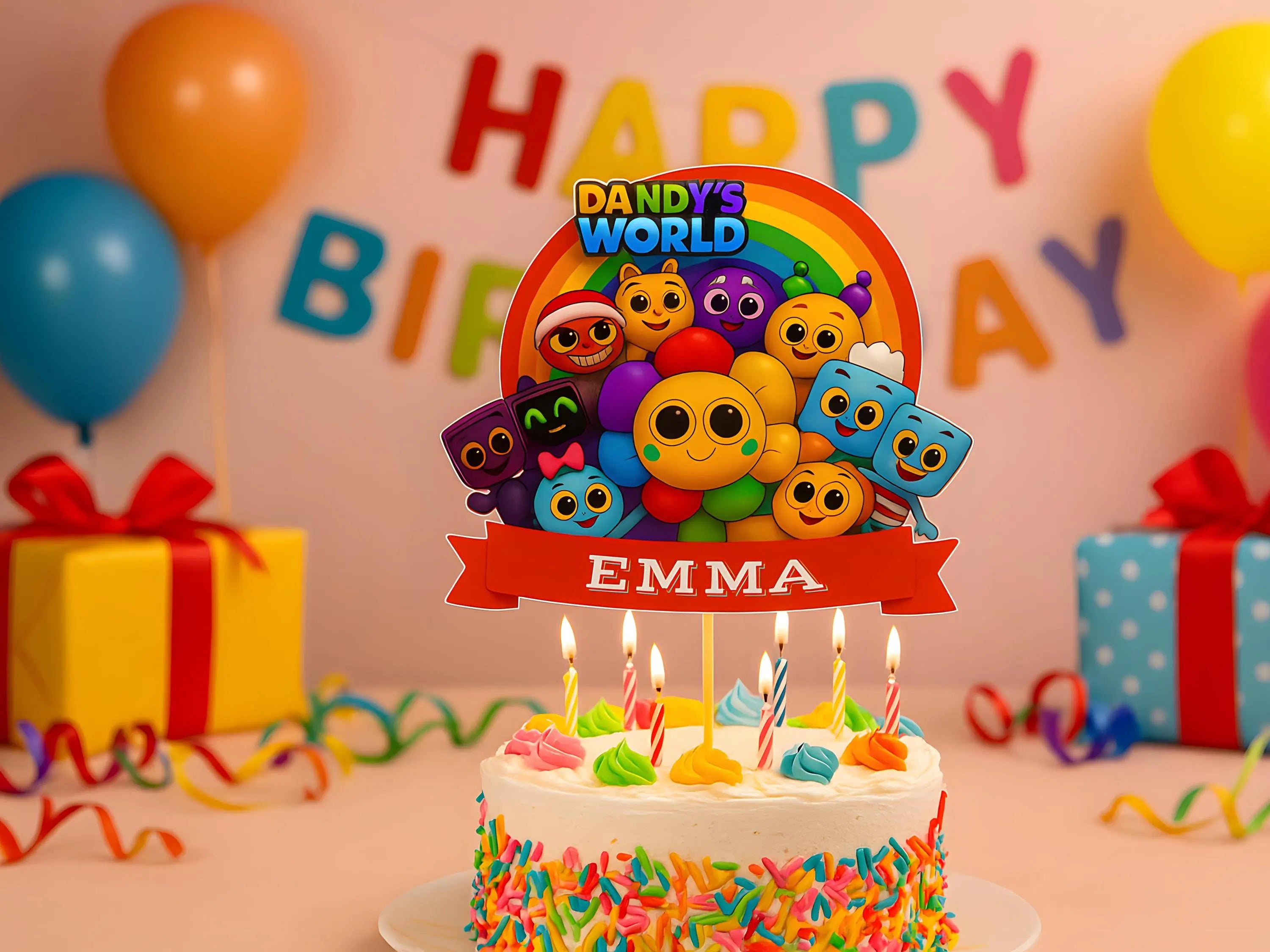 Dandy's World Party Topper Printable (Canva Edit) — Kids Birthday Cupcake & Cake Topper