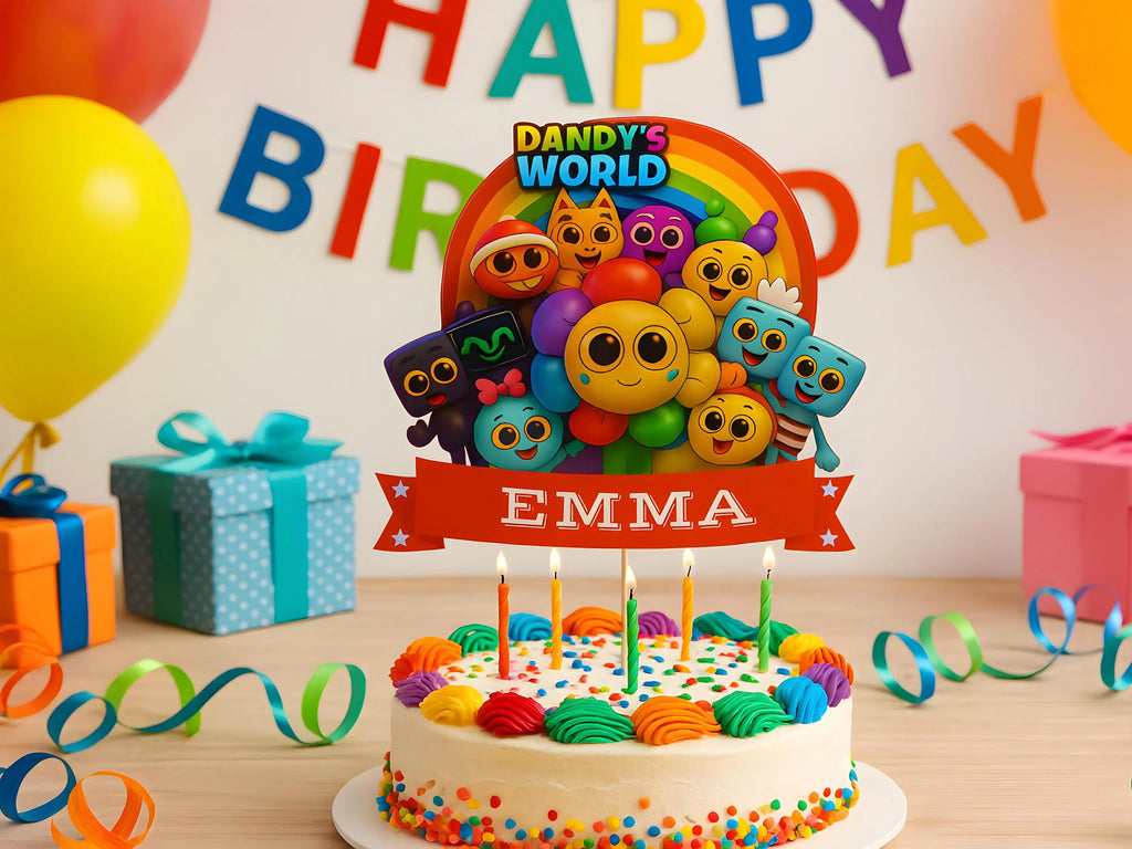Dandy's World Party Topper Printable (Canva Edit) — Kids Birthday Cupcake & Cake Topper