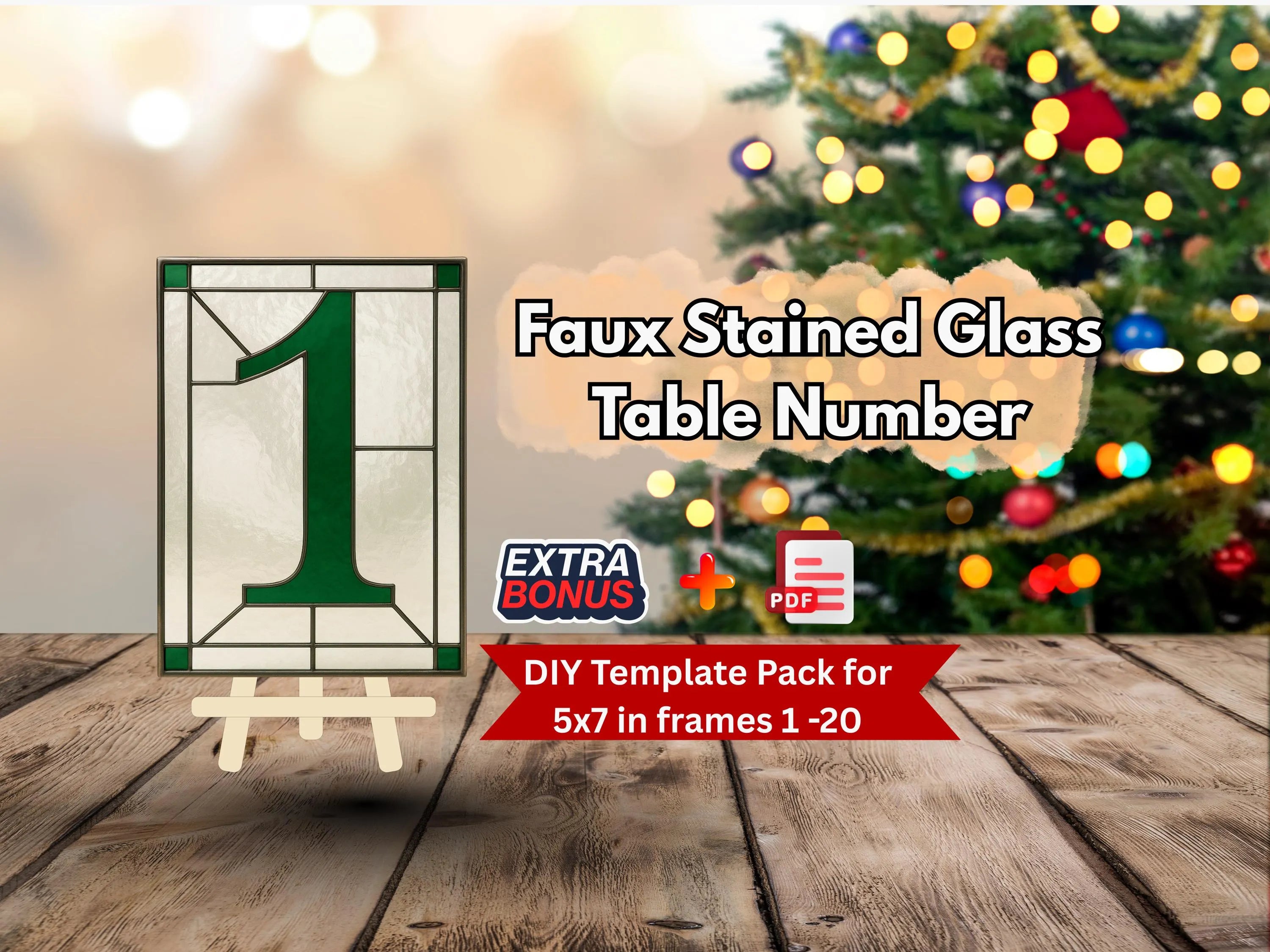 Stained Glass Table Number Template | DIY Wedding Decor (Digital Download)