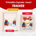 Teacher Appreciation Cupcake Insert Template, Custom Text Cupcake Bouquet Holder, 3 Cupcake Box Insert Printable, Teacher Gift Packaging