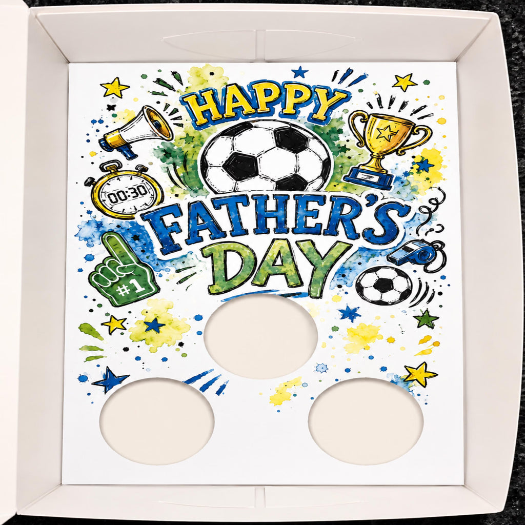 Father’s Day Cupcake Insert Template, Soccer Cupcake Bouquet Holder, Printable 3 Cupcake Box Insert, Dad Gift Bakery Packaging PDF