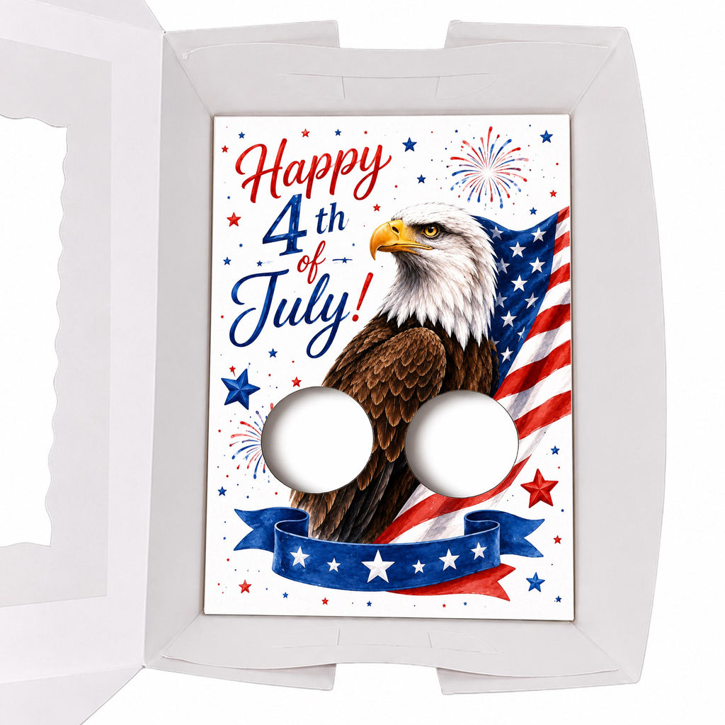 Happy 4th of July Cupcake Insert Template, 2 Cupcake Box Insert Printable, Patriotic Eagle Bakery Packaging, Digital Download