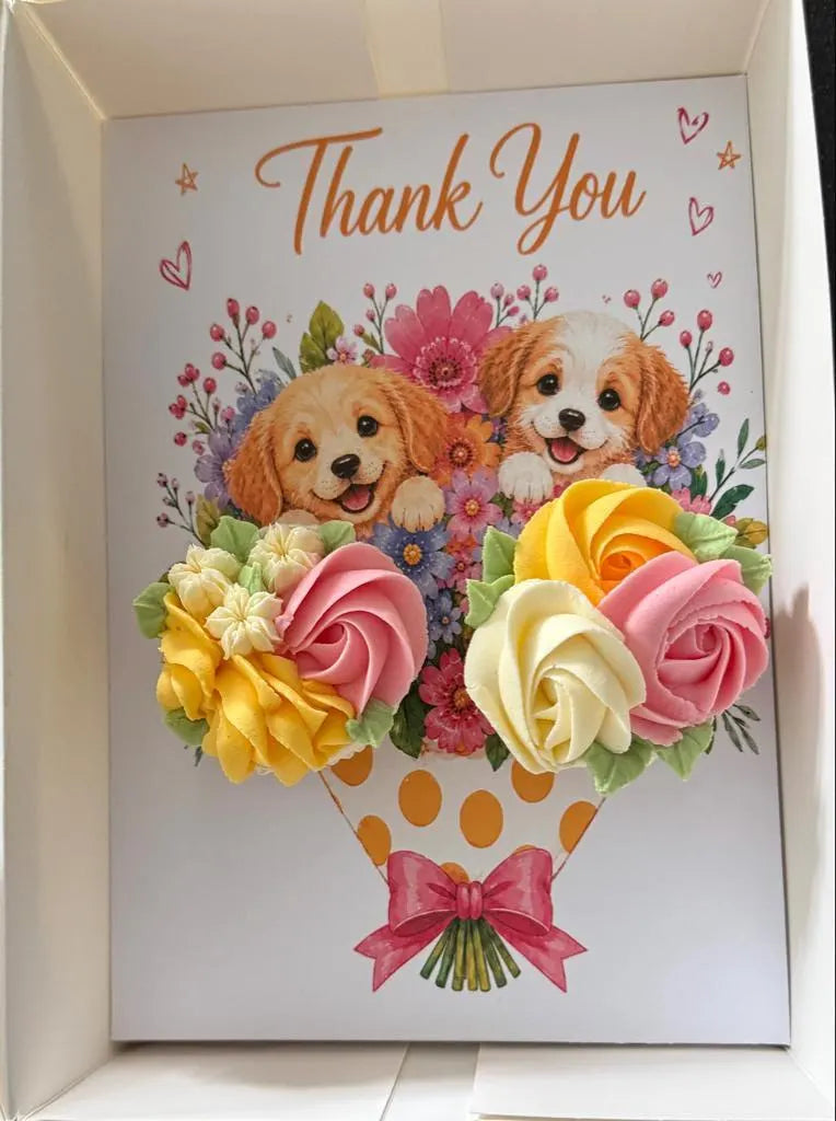 Happy Birthday Dog Cupcake Insert Template, 2 Cupcake Box Insert Printable, Puppy Floral Cupcake Bouquet Holder, Bakery Packaging