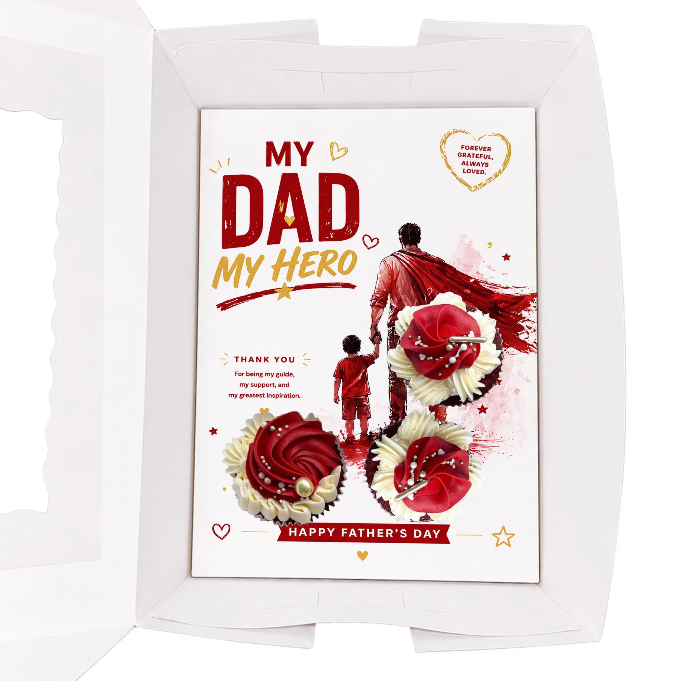 Father’s Day Cupcake Insert Template, My Dad My Hero 3 Cupcake Holder Printable, Super Dad Cupcake Box Insert, Dad Gift Packaging