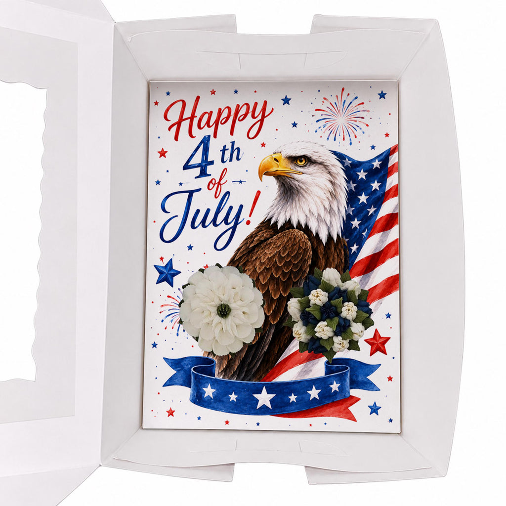 Happy 4th of July Cupcake Insert Template, 2 Cupcake Box Insert Printable, Patriotic Eagle Bakery Packaging, Digital Download