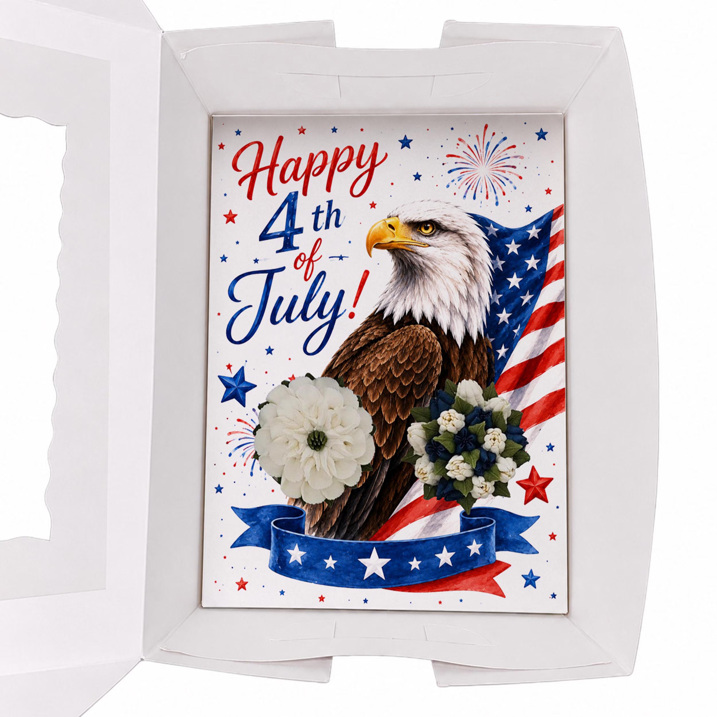 Happy 4th of July Cupcake Insert Template, 2 Cupcake Box Insert Printable, Patriotic Eagle Bakery Packaging, Digital Download